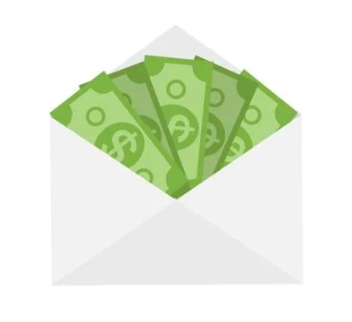 US Dollar Stack Paper Banknotes in Envelope  Icon Sign Business Stock Illustration