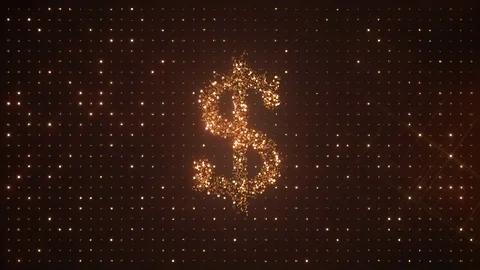 US dollar symbol $ made from rotating glittering golden coins on dark background 스톡 동영상 72982948