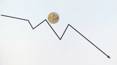 US Dollar value decreasing graph down arrow diagram 库存影片 205885659