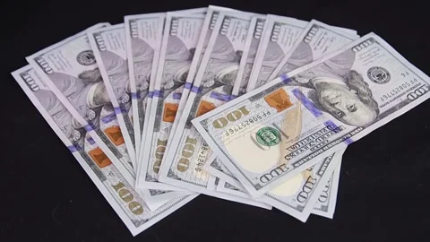 U.S. dollars. $100 bills Video stock 282037915