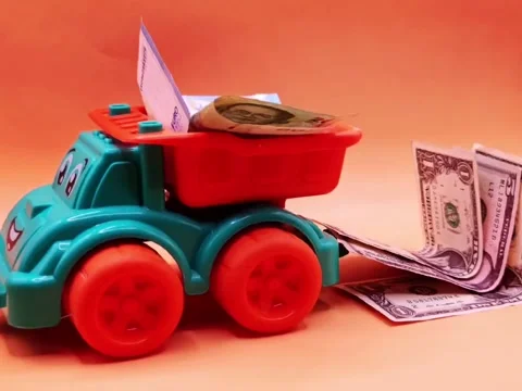 US dollars in the back of a truck Stock Footage 343885440