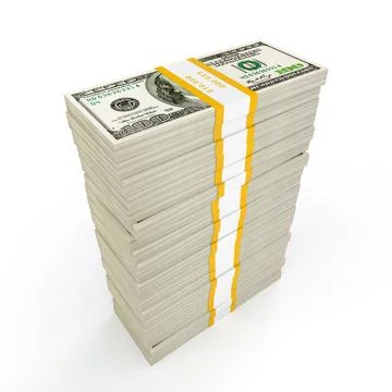 US dollars banknotes money stack on white Stock Illustration