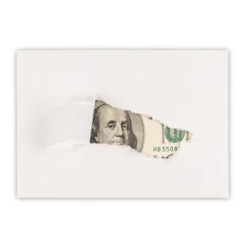 US dollars in the envelope isolated on white background. Stock Photos