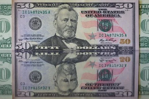 U.S. dollars on the mirror Stock Photos