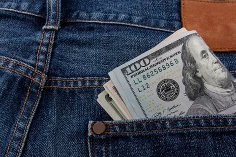 US Dollars in a pocket Stock-Fotos