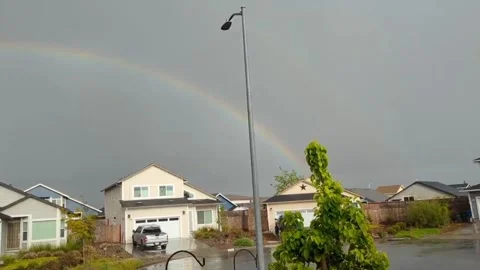 US: Double Rainbow Spotted Over Sky In Northern California Stock Footage 198878440