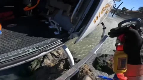 US: Dramatic Hoist Rescue Saves Woman After Perilous Fall at China Camp Stock Footage 285673107