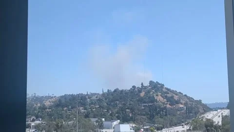 US: Eagle Rock Fire Destroys Hillside Home in Los Angeles Stock Footage 339988014