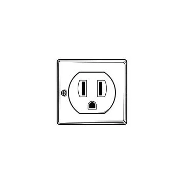 Us electrical wall outlet power socket line art icon Stock Illustration
