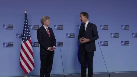 US emphasizes its commitment to NATO after CIA chief's visit to Moscow, Bruselas Stock Footage 343765405