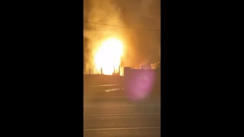 US: Explosion Sparks Massive Fire at Chevron Refinery in El Segundo, CA 6... Stock Footage 320849863