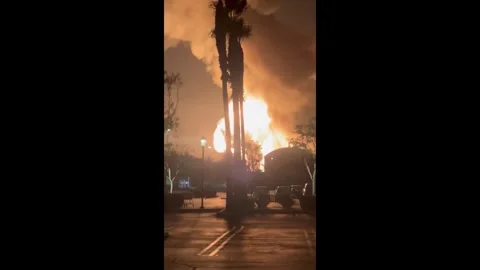 US: Explosion Sparks Massive Fire at Chevron Refinery in El Segundo, CA 5... Stock Footage 320849890
