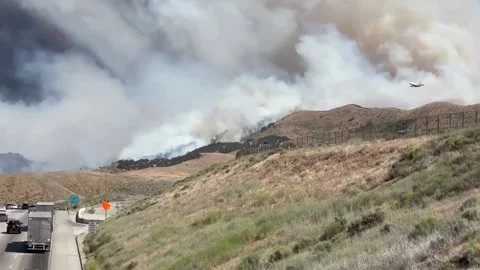 US: Fast-Moving "Post Fire" Rages In Gorman, Southern California 5 Stock Footage 280565362