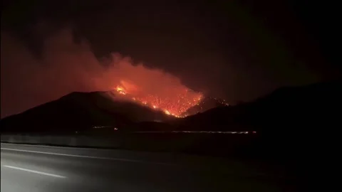 US: Fast-Moving "Post Fire" Rages In Gorman, Southern California 3 Stock Footage 280566366