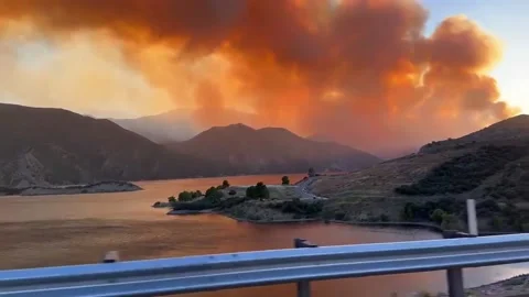 US: Fast-Moving "Post Fire" Rages In Gorman, Southern California 2 Stock Footage 280568323