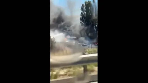 US: Fast-Moving "Post Fire" Rages In Gorman, Southern California Stock Footage 280568326