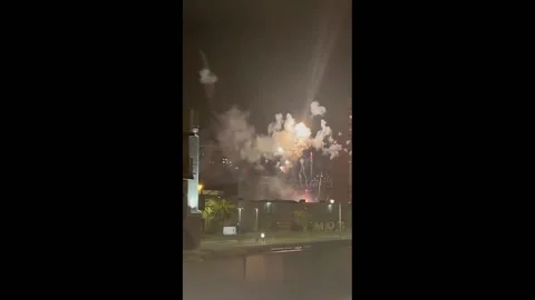 US: Fireworks Explode In Downtown Los Angeles, CA, USA 3 Stock Footage 262516135