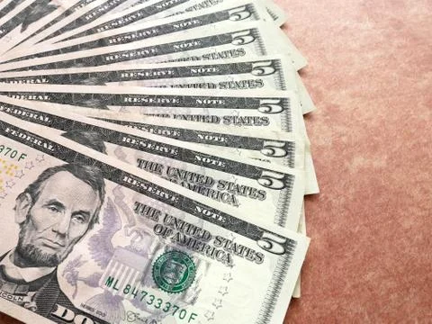 US five dollar Stock Photos