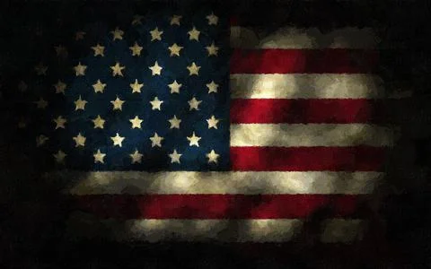 US flag American flag canvas digital painting high contrast brush strokes Illustrazione stock