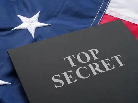 US flag and a folder labeled Top Secret. Stock Photos
