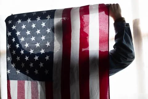 US flag and a man Foto stock