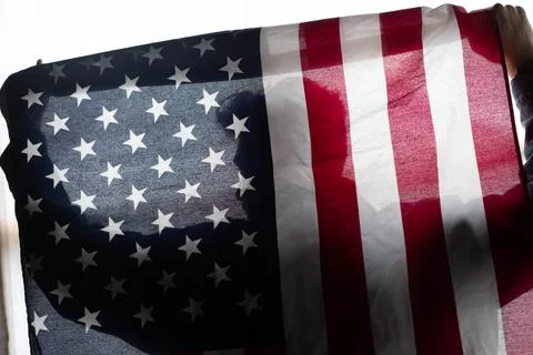 US flag and a man Stock Photos