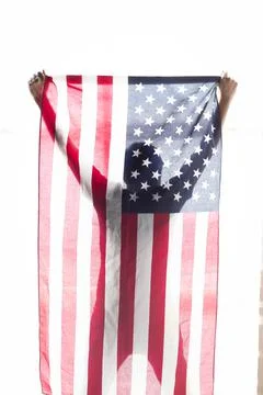 US flag and a man Stock Photos