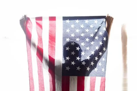 US flag and a man Stock Photos