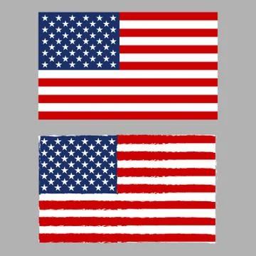 US flag and USA grunge flag. American national symbol. Vector illustration. Stock Illustration