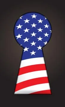 Us flag behind keyhole Illustrazione stock
