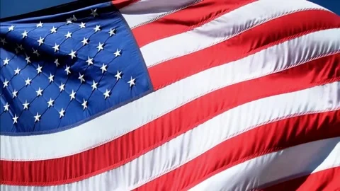 US Flag blowing in the breeze. Waving american flag Stock Footage 287866959