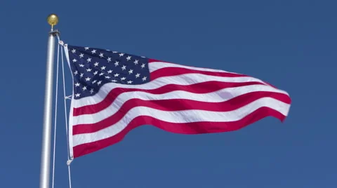 US flag blowing in the wind in slow motion 4K UHD. Vídeo Stock 49088880