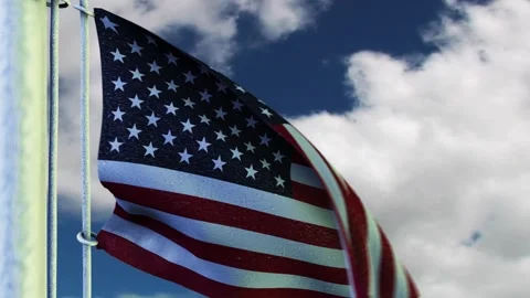 US Flag on a blue sky background Stock Footage 270718329