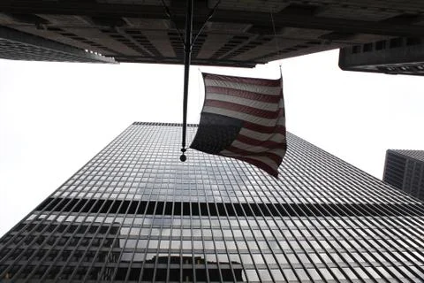 US flag in chicago Stock Photos