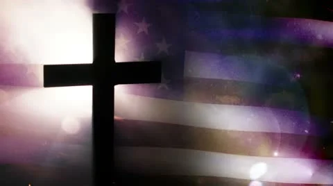 US Flag - cross Stock Footage
