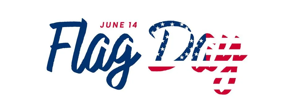US Flag Day text isolated, hand lettering calligraphy logo Illustrazione stock