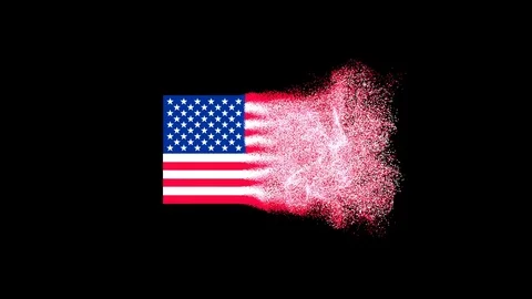 The US flag emerging from small particles Stock Footage 83090214