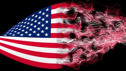 The US flag emerging from yarn Stock Footage 84786396