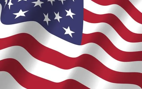 The US flag flapping in the wind. Stock Illustration