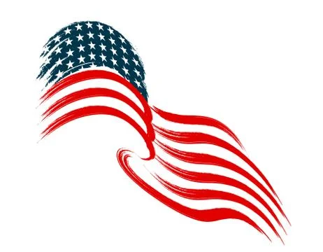 The US flag flies in the wind. Stylized on a white background. illustration Stock Illustration