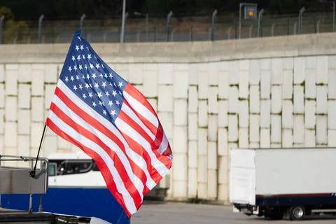 The US flag fluttering in the wind Foto stock