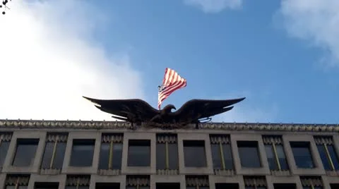 U.S. Flag Flying Over Embassy Vídeo Stock 10563208