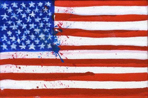 U.S.A. Flag Folk Art Illustration