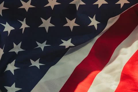 Us flag frame background banner in shadow with copy text space, full frame Foto stock