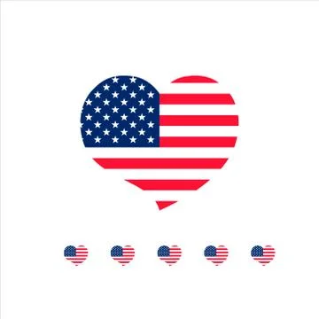 US flag. Heart shape. Vector illustration Stock Illustration