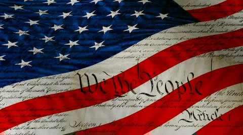 US flag loop from real photo with fragments of the Constitution Video stock 418230
