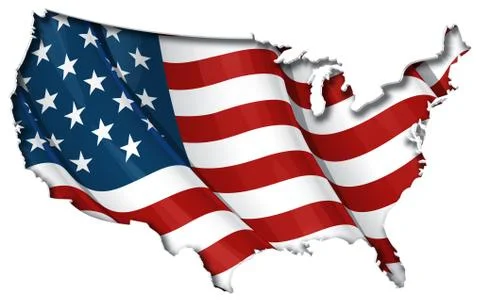 US Flag-Map Inner Shadow Stock Illustration