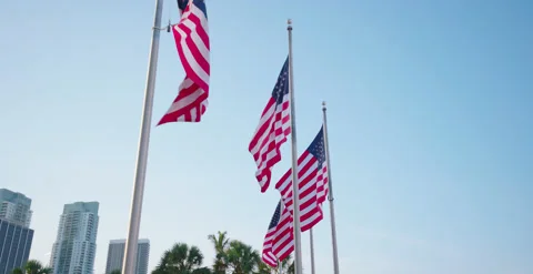 US Flag Miami 6k / 4k Footage Stock Footage 238404833