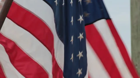 US Flag (Old Glory) and Palm Tree in Background Stock Footage 37248493