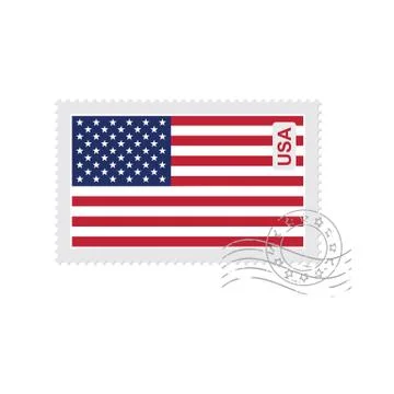 Us flag old postage stamp Stock Illustration